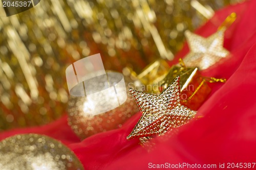 Image of golden christmas ball background