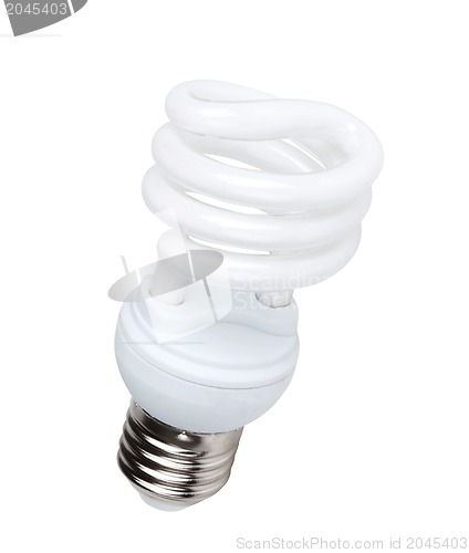 Image of Fluorescent light bulb on white background