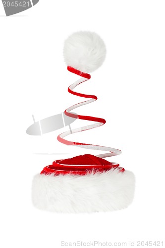 Image of Single Santa Claus red hat isolated on white background