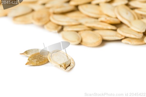 Image of Pumpkin seeds isolated on the white background