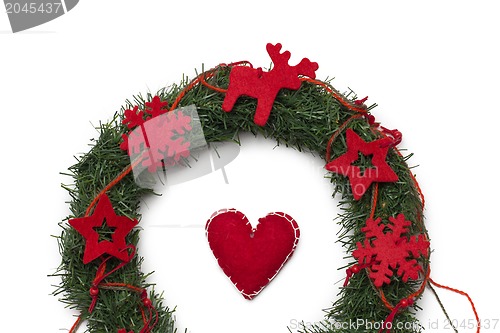Image of christmas wreath with red heart