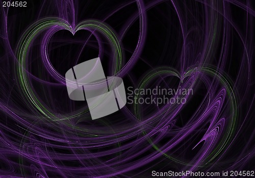 Image of Green Hearts Purple Swirls