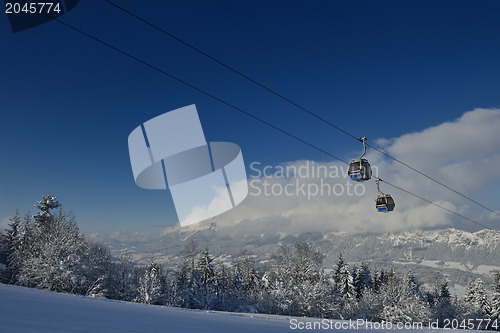 Image of Ski lift gondola in Alps