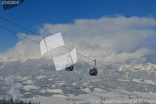 Image of Ski lift gondola in Alps