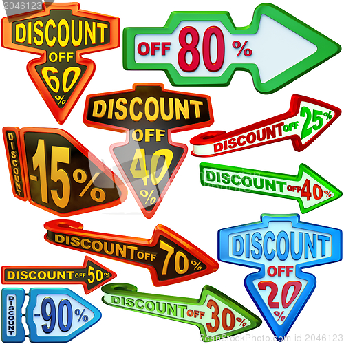 Image of set of arrow labels for sales with discounts