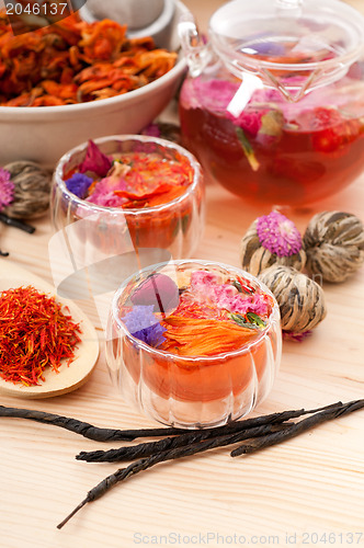 Image of Herbal natural floral tea infusion with dry flowers