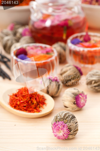 Image of Herbal natural floral tea infusion with dry flowers