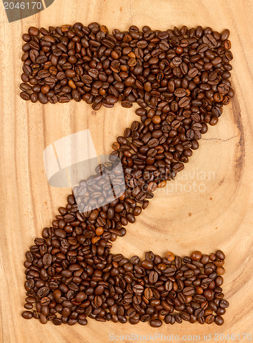 Image of Letter Z, alphabet from coffee beans