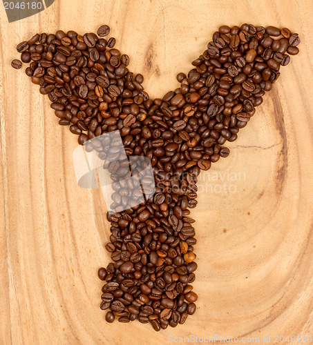 Image of Letter Y, alphabet from coffee beans