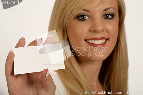 Image of Businesswoman hands, woman holding Card