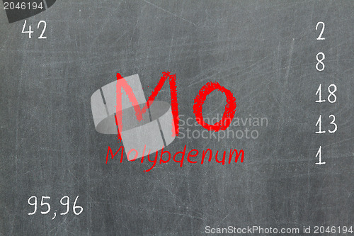 Image of Isolated blackboard with periodic table, Molybdenum