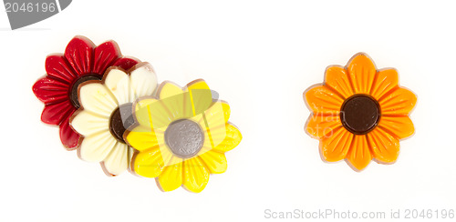 Image of Different colors of chocolate flowers