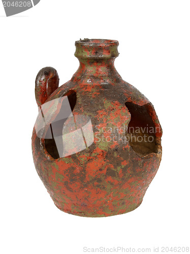 Image of Old red vase from clay, the handwork