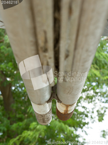 Image of Old Vietnam war-plane wing with missiles