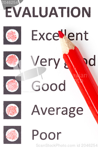 Image of Red pencil on an evaluationform