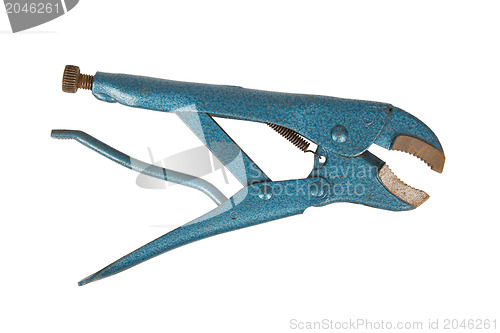 Image of Blue stainless steel jaw locking pliers