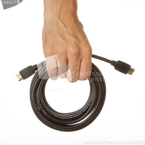 Image of Close-up of hdmi cable in a hand