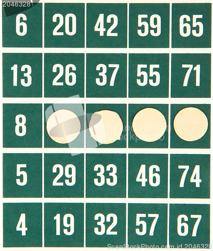 Image of Green bingo card isolated