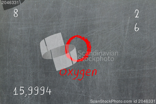 Image of Isolated blackboard with periodic table, Oxygen