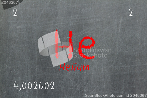 Image of Isolated blackboard with periodic table, Helium