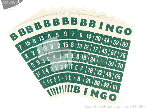 Image of Green bingo cards isolated 