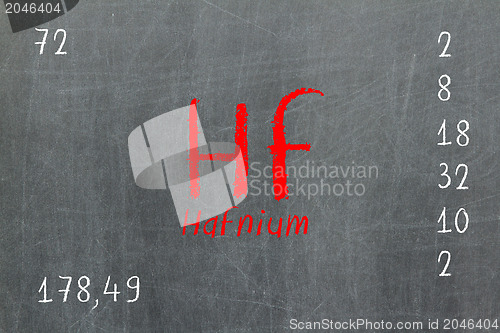 Image of Isolated blackboard with periodic table, Hafnium