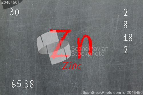 Image of Isolated blackboard with periodic table, Zinc