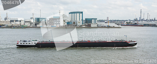 Image of Small chemical tanker sailing in the port of Rotterdam (Holland)