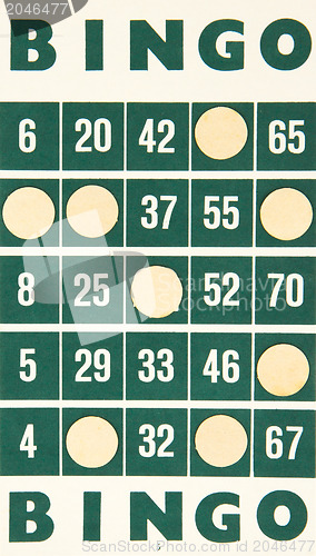 Image of Green bingo card isolated