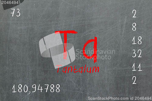 Image of Isolated blackboard with periodic table, Tantalum