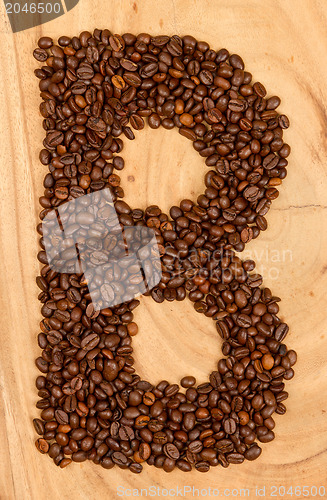 Image of Letter B, alphabet from coffee beans