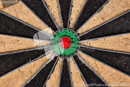 Image of Close-up of a very old dartboard