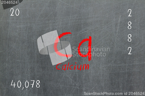Image of Isolated blackboard with periodic table, Calcium