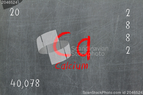 Image of Isolated blackboard with periodic table, Calcium