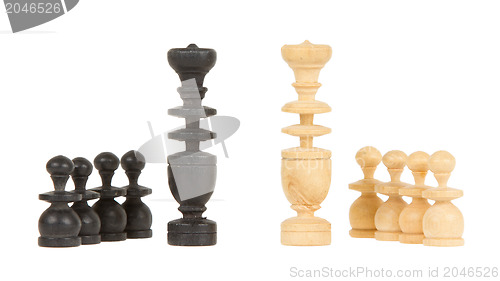 Image of Black and white king isolated with pawns