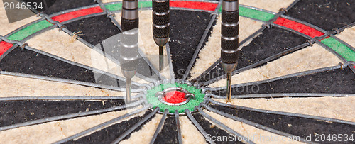 Image of Close-up of a very old dartboard