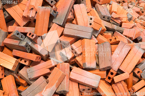 Image of Group of bricks square construction materials