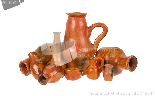 Image of Old earthen bowls isolated