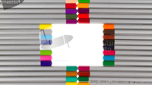 Image of Many different color pencils, square