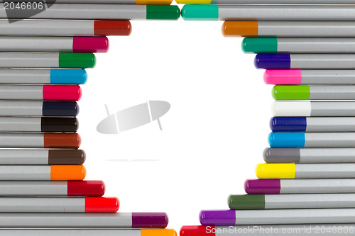 Image of Many different color pencils, circle