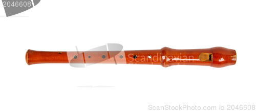 Image of Wooden recorder (block flute) isolated