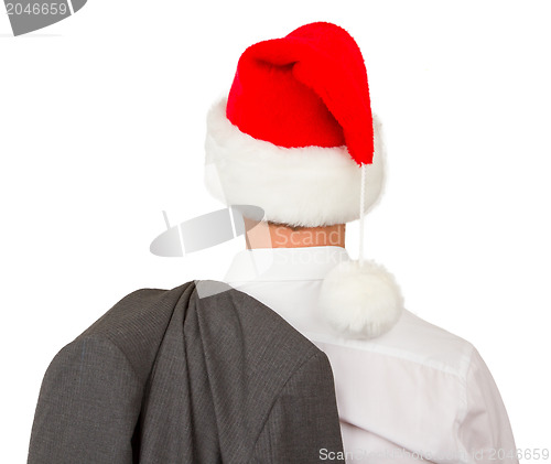 Image of Business man with a santa hat 