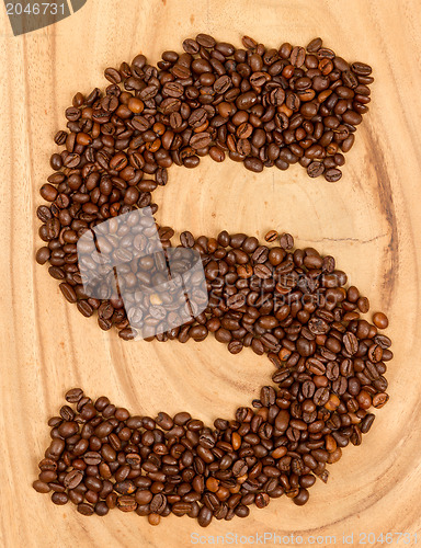 Image of Letter S, alphabet from coffee beans
