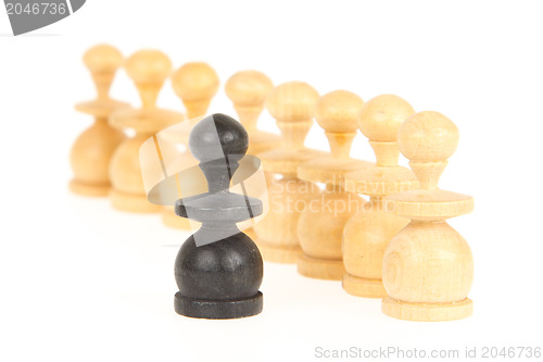 Image of Old handcarved chess pieces isolated