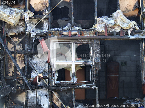 Image of Wooden house after fire