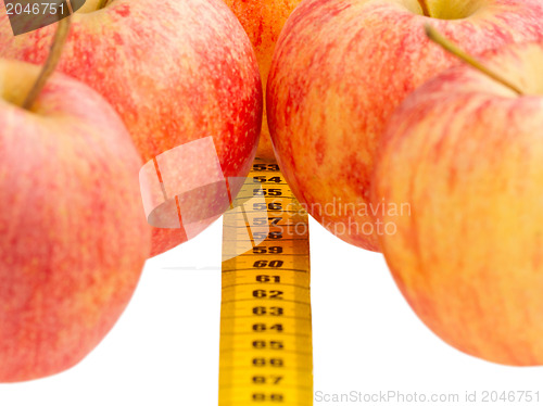 Image of Red apples with a yellow tape-measure