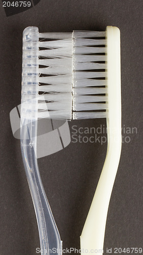 Image of Two white toothbrushes isolated