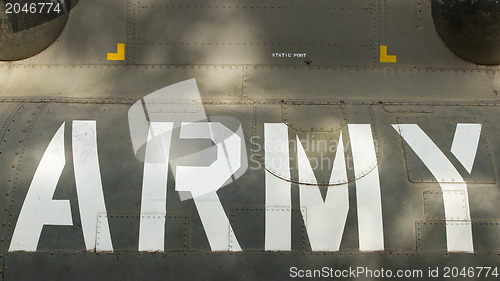 Image of Text on an old Vietnam war Airplane displayed in Saigon