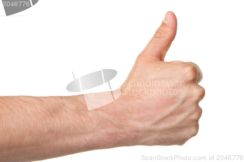 Image of Image of a mans hand showing thumb up