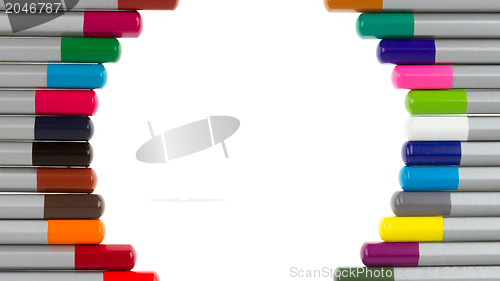 Image of Many different color pencils, circle